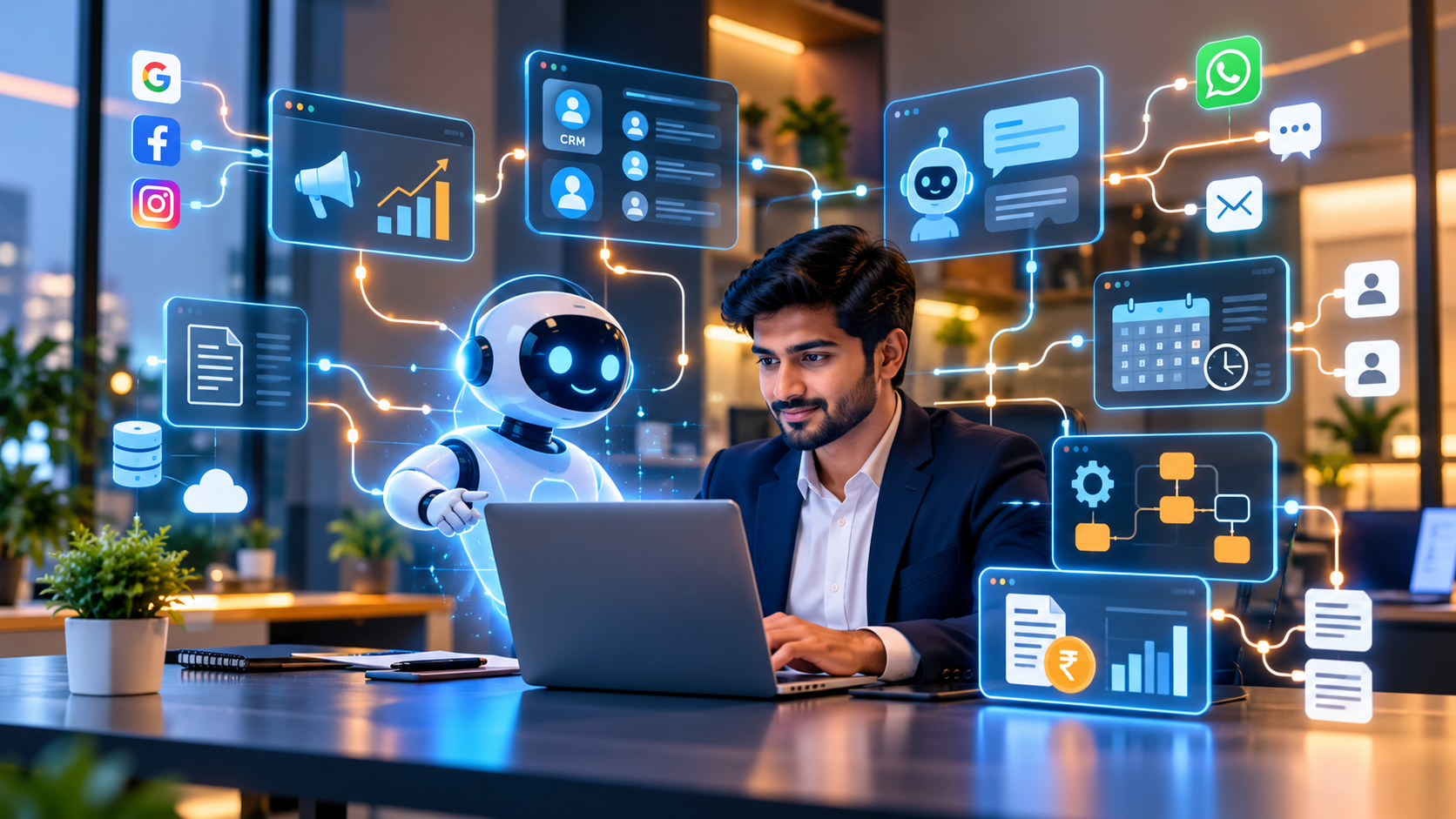 AI-powered business workflow automation services by V Media & Advertising in Hyderabad